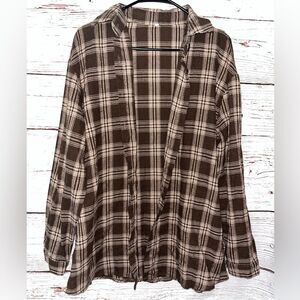 Brown Plaid Button Down Shirt